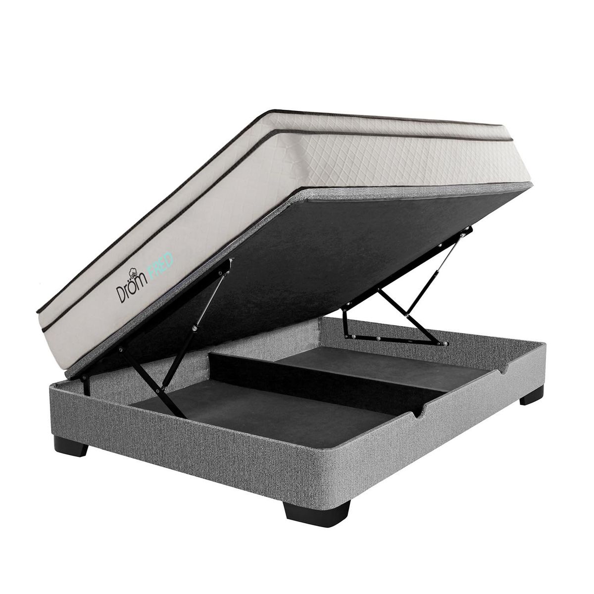 DROM - Cama Boxet Fred  2Plz + 2 Almohadas Viscoelásticas y Protector