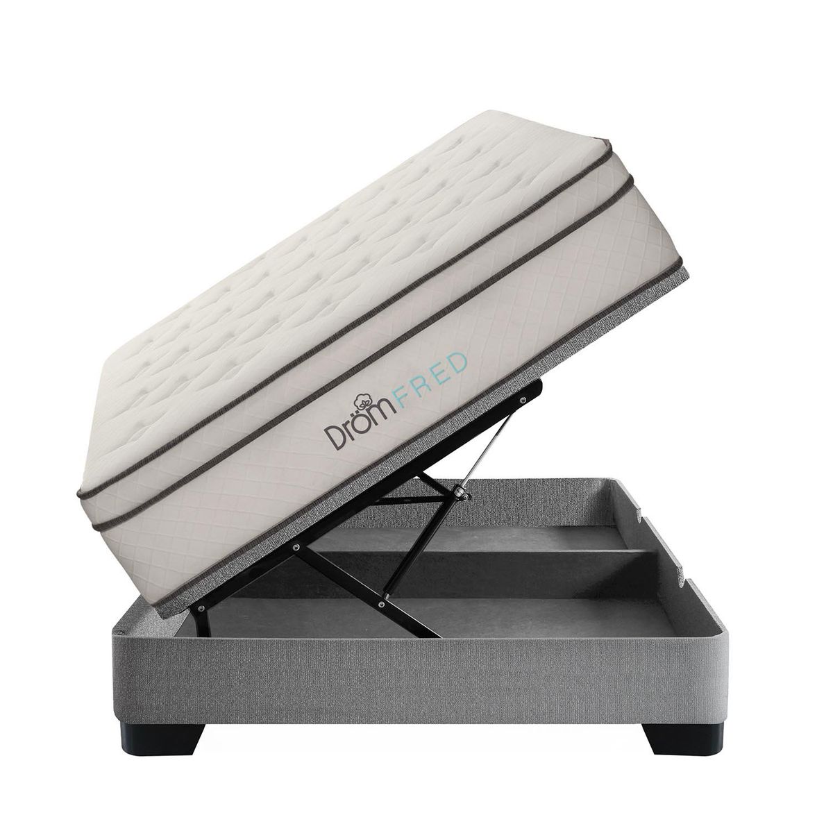 DROM - Cama Boxet Fred  2Plz + 2 Almohadas Viscoelásticas y Protector