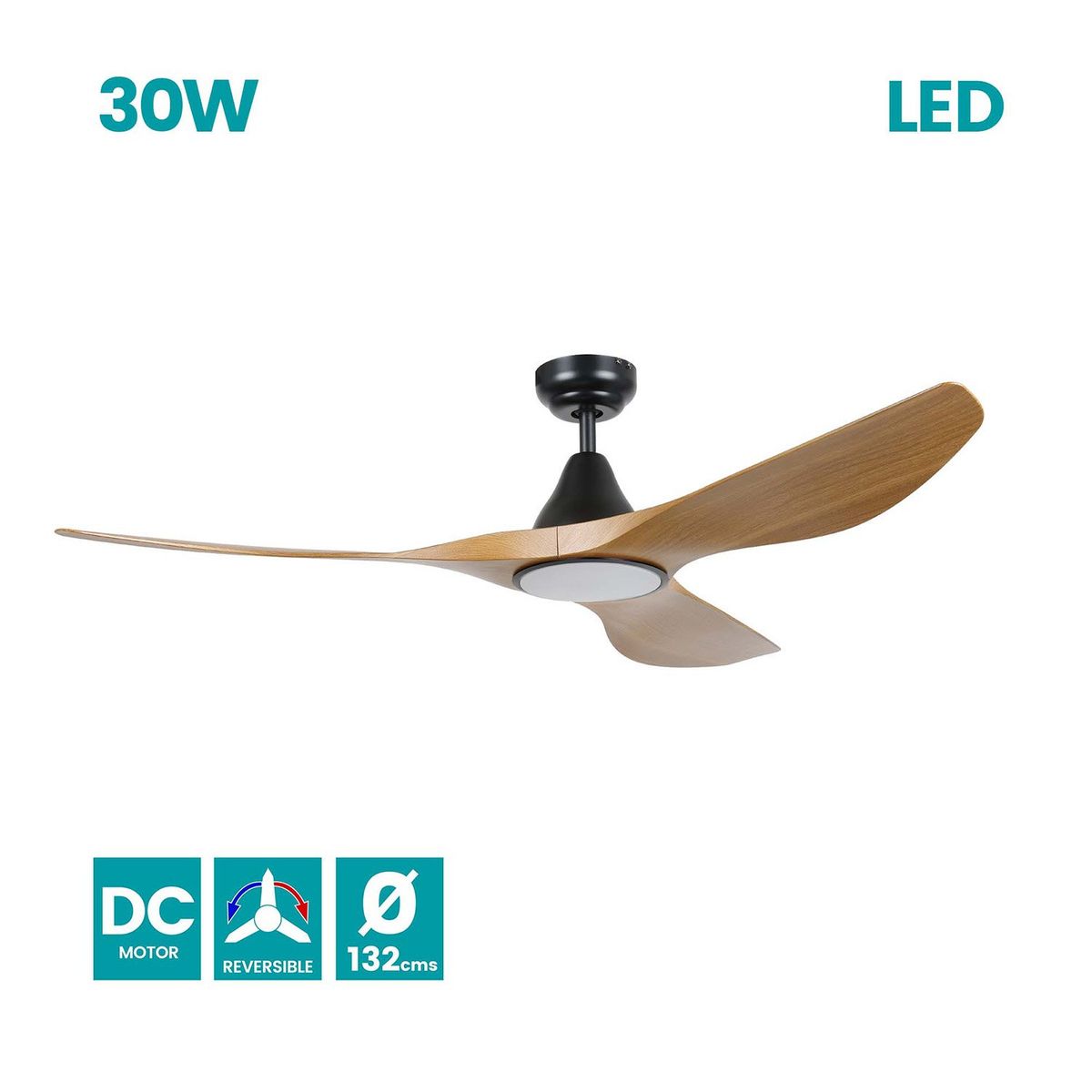 EGLO - Ventilador Portsea 19w Blanco-madera