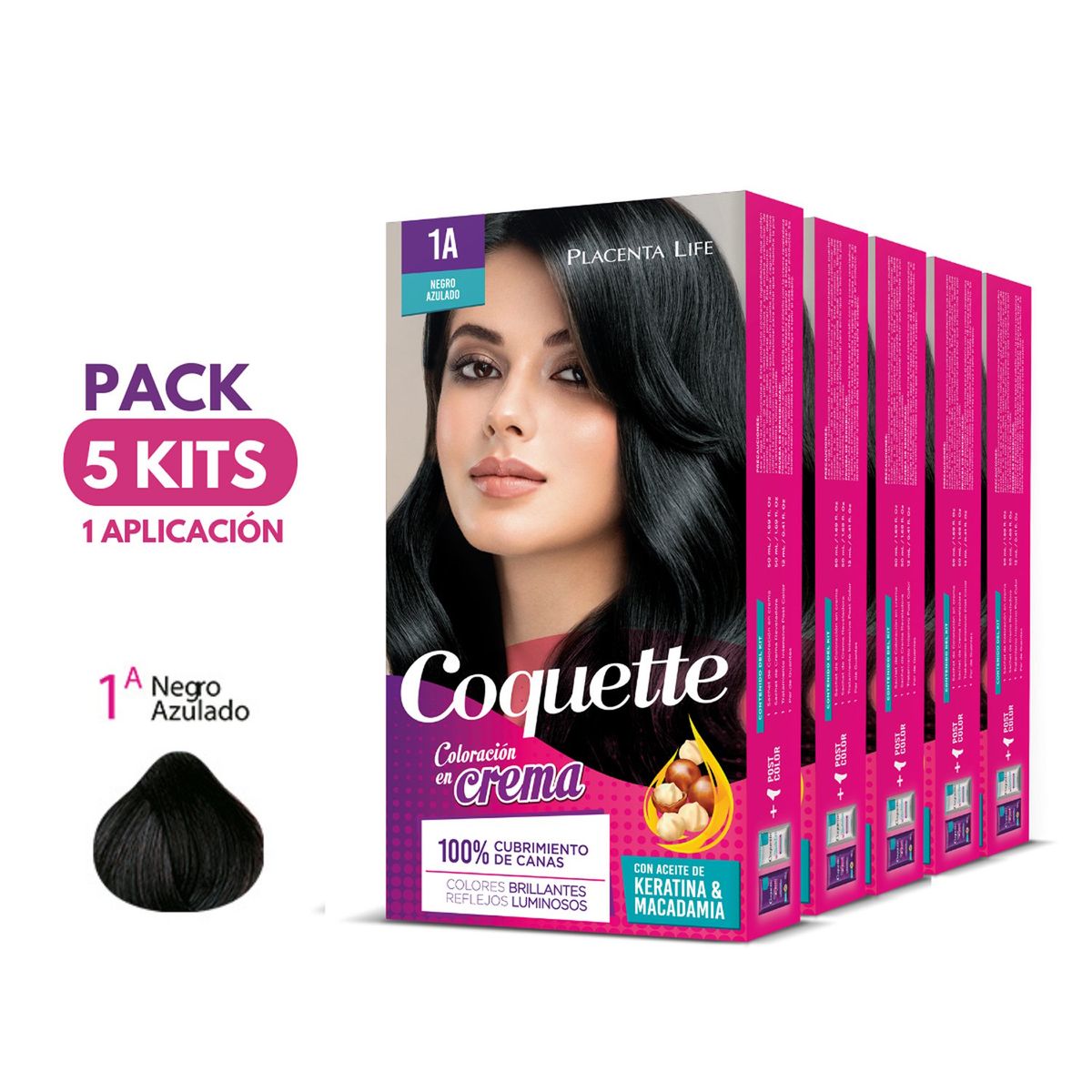 COQUETTE - Pack 5 Tintes 1A Negro Azulado 1 Aplicación Coquette