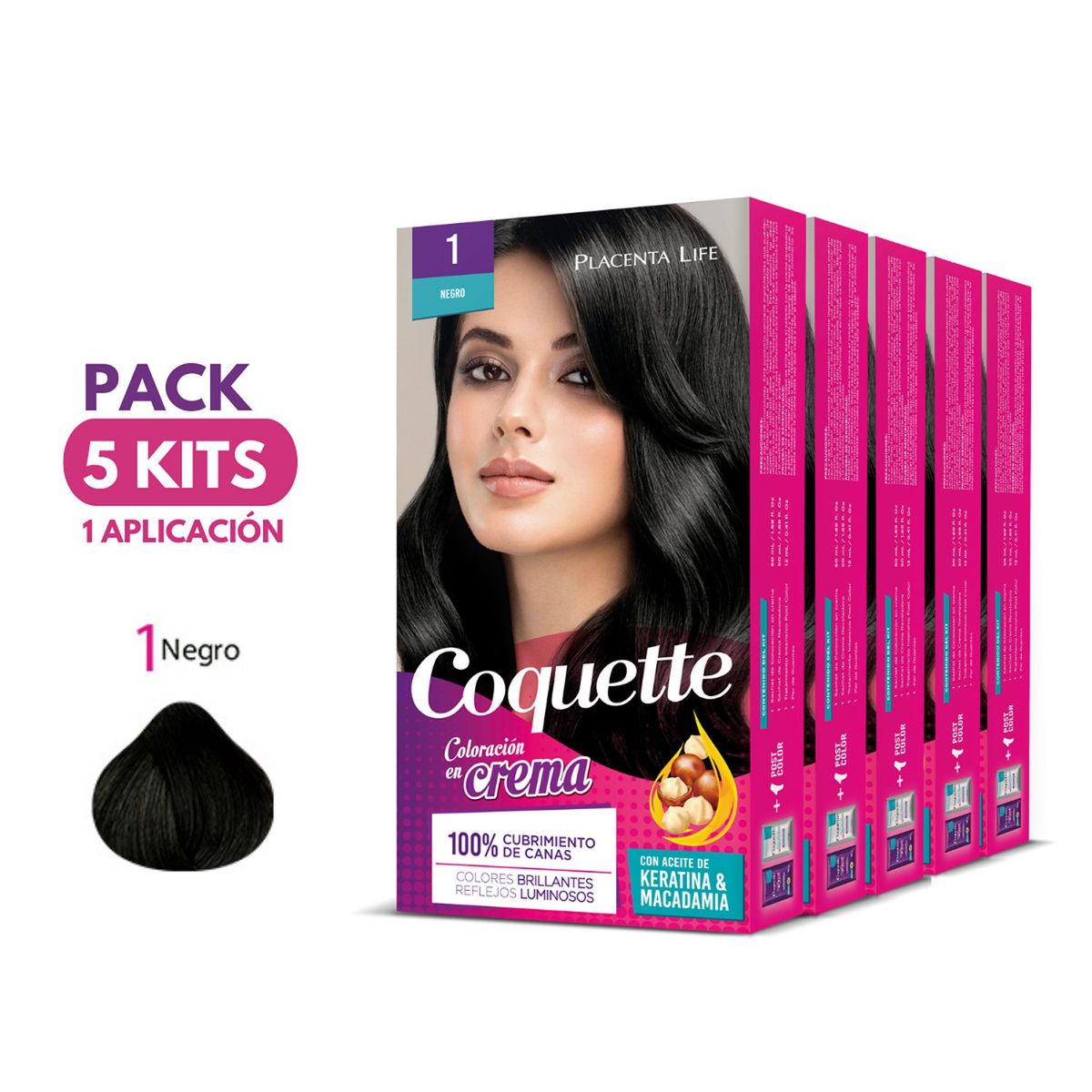 COQUETTE - Pack 5 Tintes 1 Negro 1 Aplicación Coquette