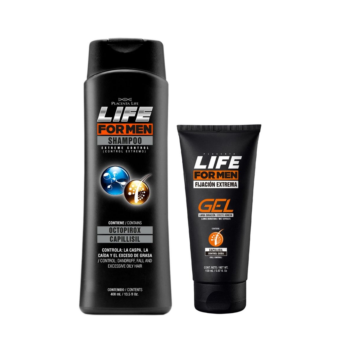 LIFE FOR MEN - Pack Shampoo Extreme Control y Strong Gel Life For Men