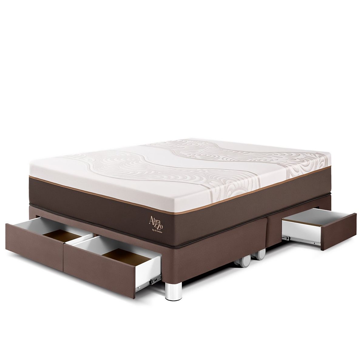 PARAISO - Cama Con Cajones Royal Abrazzo King Chocolate + 2 Almohadas Viscoléasticas + Protector