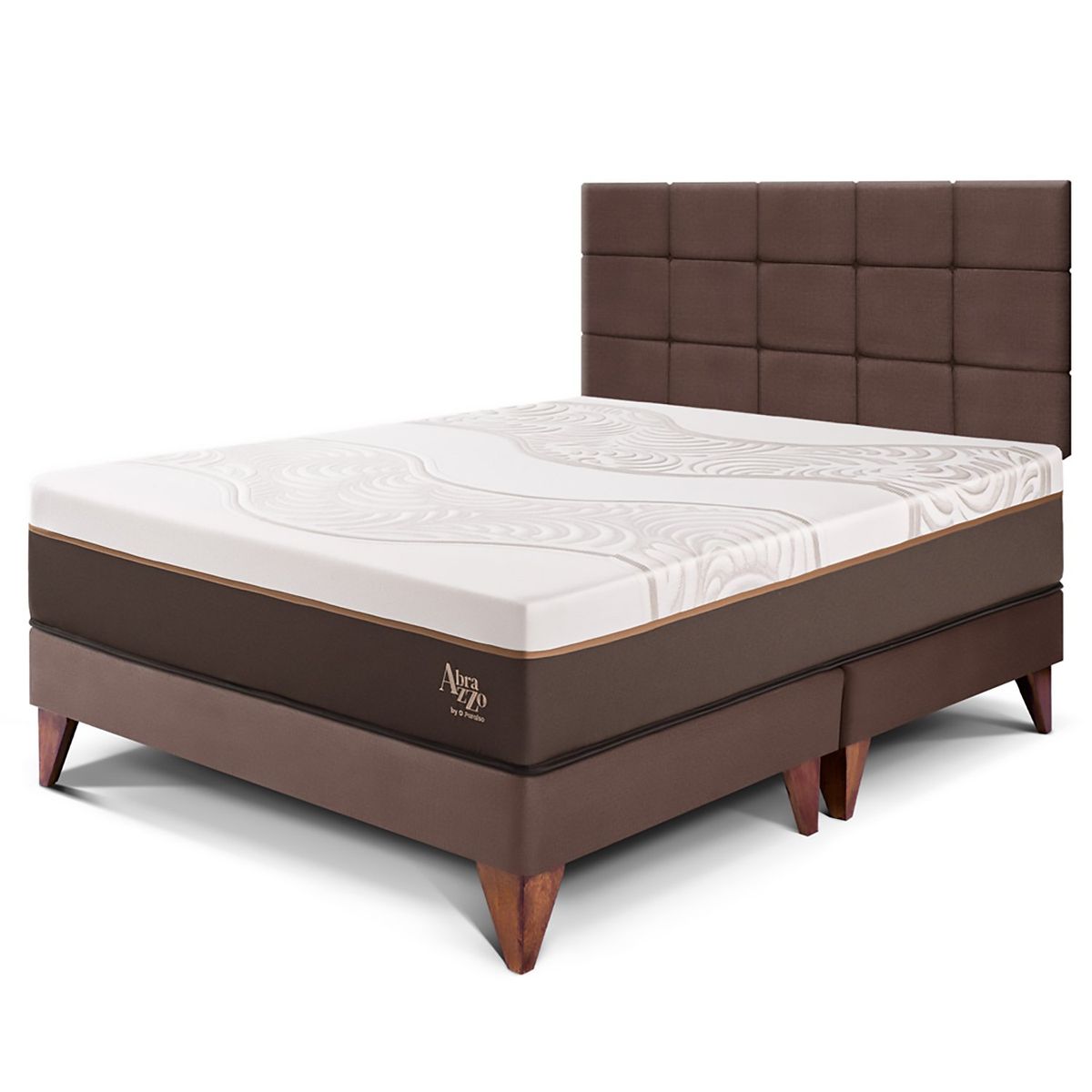 PARAISO - Dormitorio Europeo Royal Abrazzo Blocks Queen Chocolate + 2 Almohadas Viscoelásticas