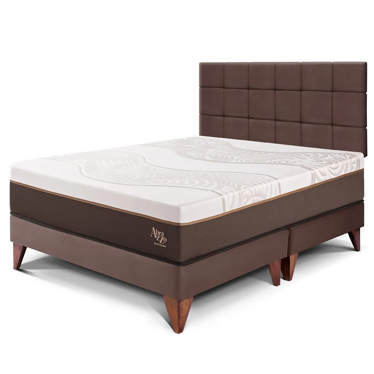PARAISO - Dormitorio Europeo Royal Abrazzo Blocks King Chocolate + 2 Almohadas Viscoélasticas + Protector