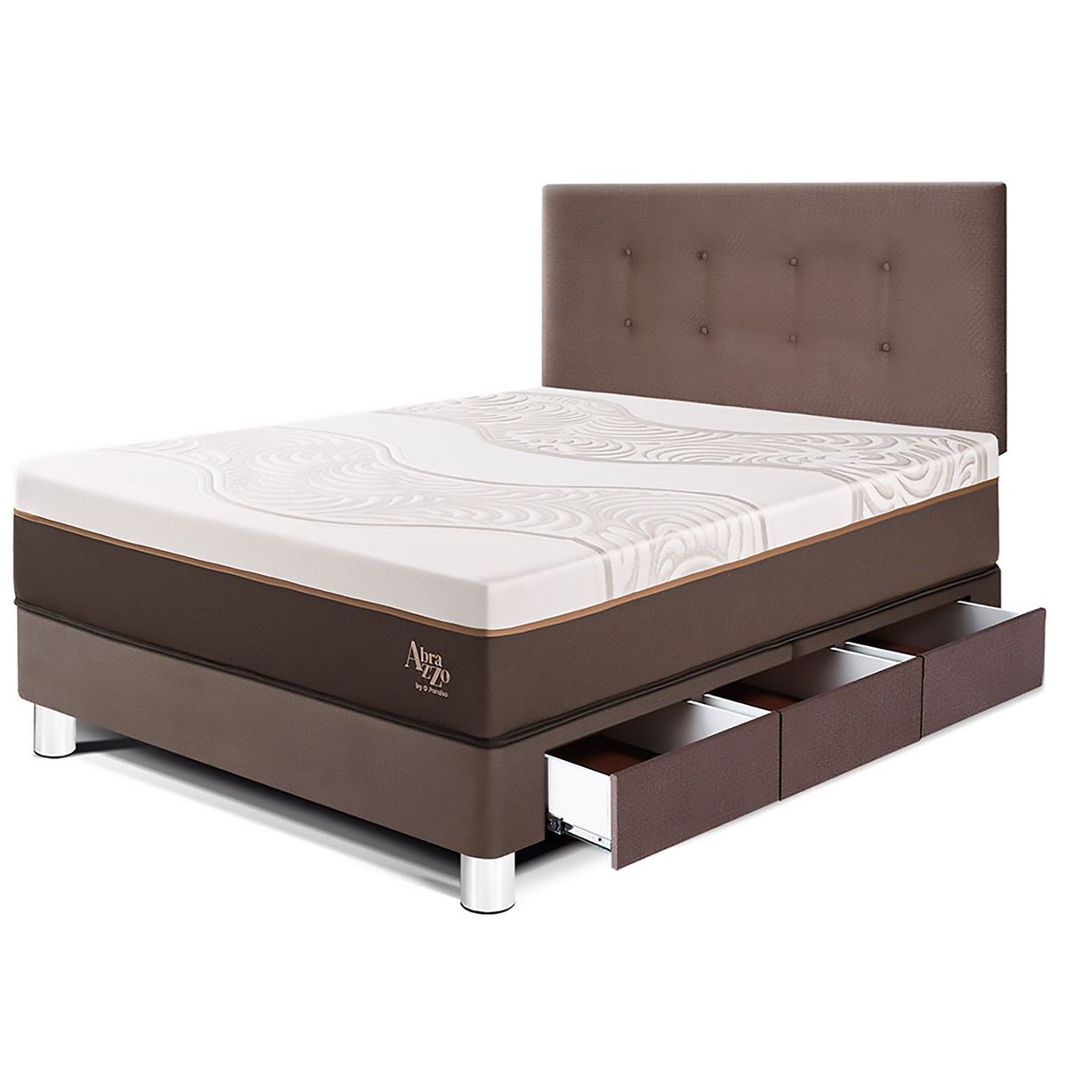 PARAISO - Dormitorio Con Cajones Royal Abrazzo Novo 1.5 Plz Chocolate + 1 Almohada Viscoelástica
