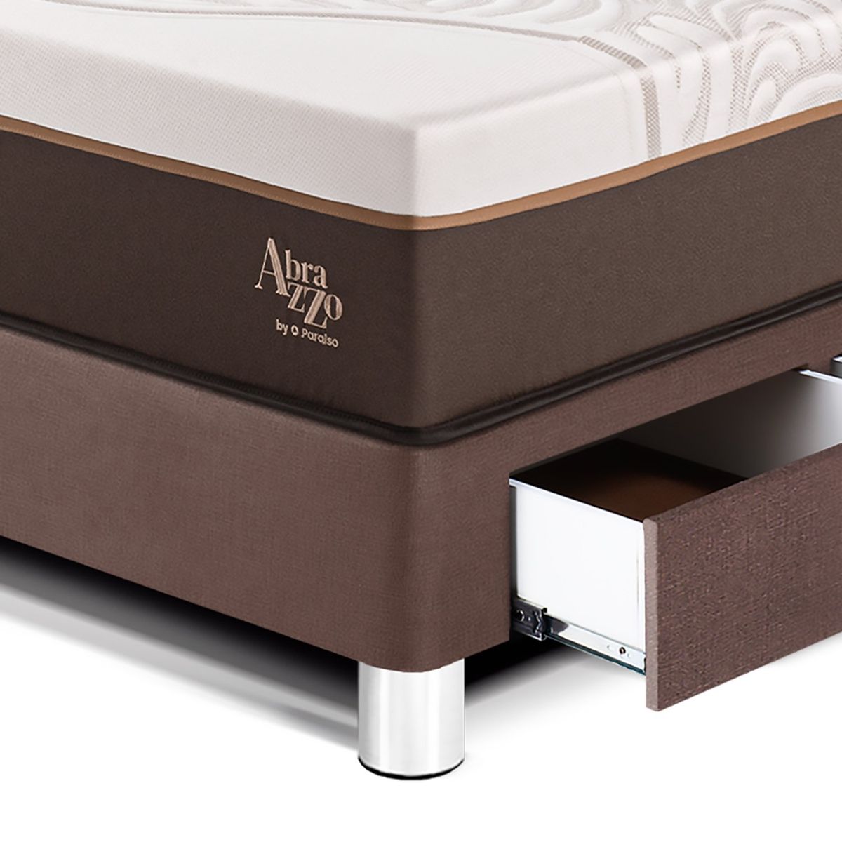 PARAISO - Dormitorio Con Cajones Royal Abrazzo Novo 1.5 Plz Chocolate + 1 Almohada Viscoelástica