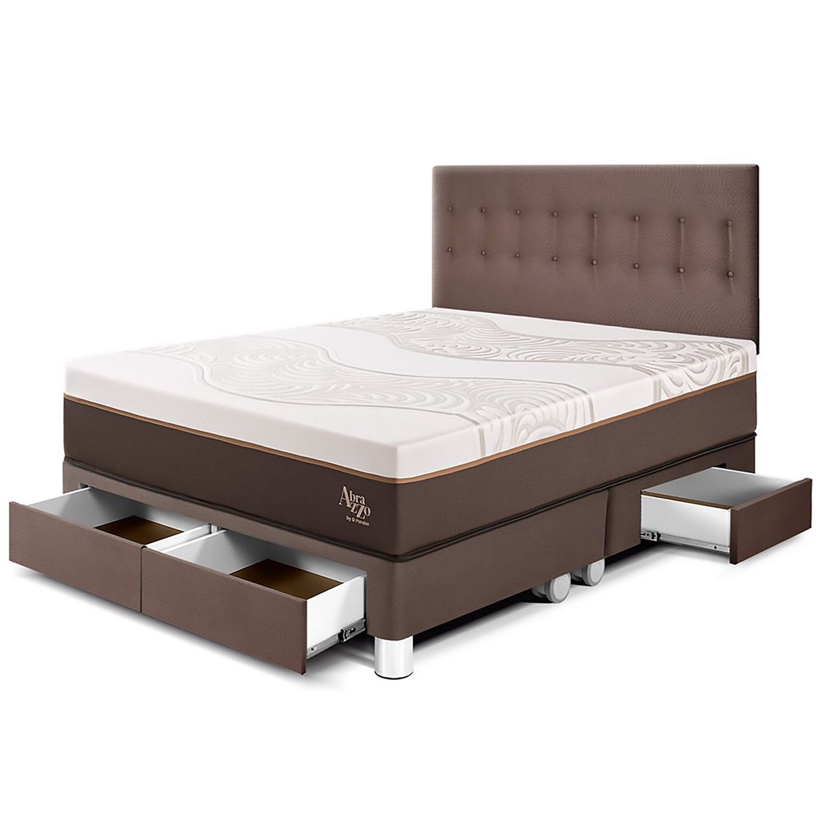 PARAISO - Dormitorio Con Cajones Royal Abrazzo Novo King Chocolate + 2 Almohadas Viscoelásticas