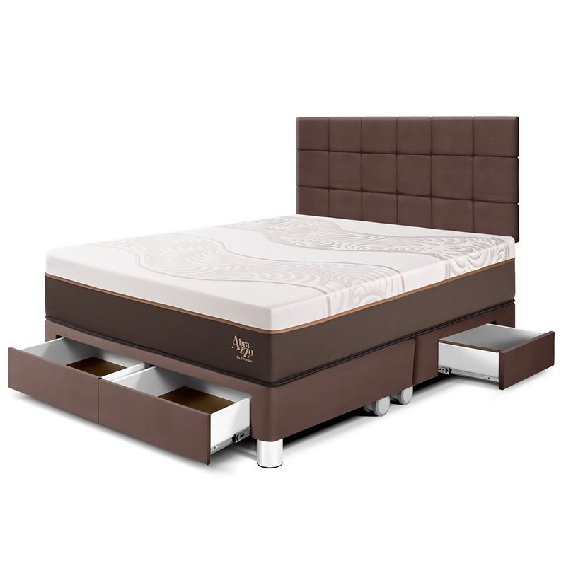 PARAISO - Dormitorio Con Cajones Royal Abrazzo Blocks King Chocolate + 2 Almohadas + Protector