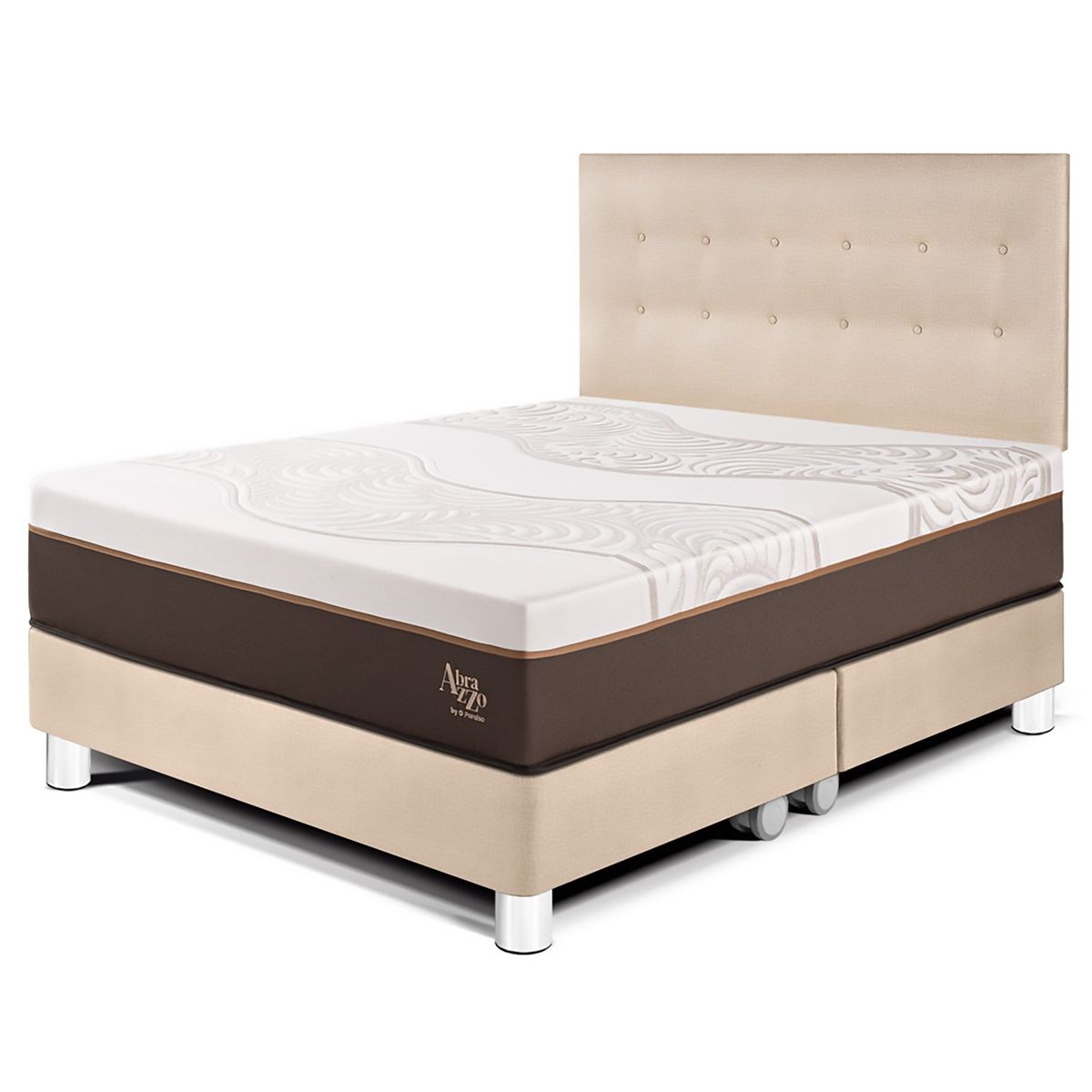 PARAISO - Dormitorio Royal Abrazzo Novo Queen Champagne + 2 Almohadas Viscoelásticas