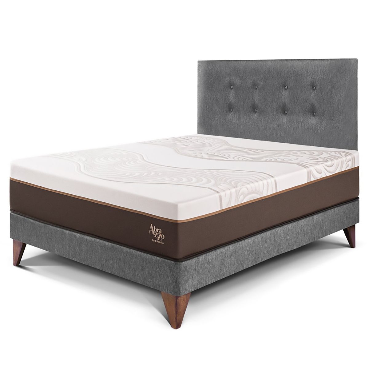 PARAISO - Dormitorio Europeo Royal Abrazzo Novo 1.5 Plz Gris + 1 Almohada Viscoelástica