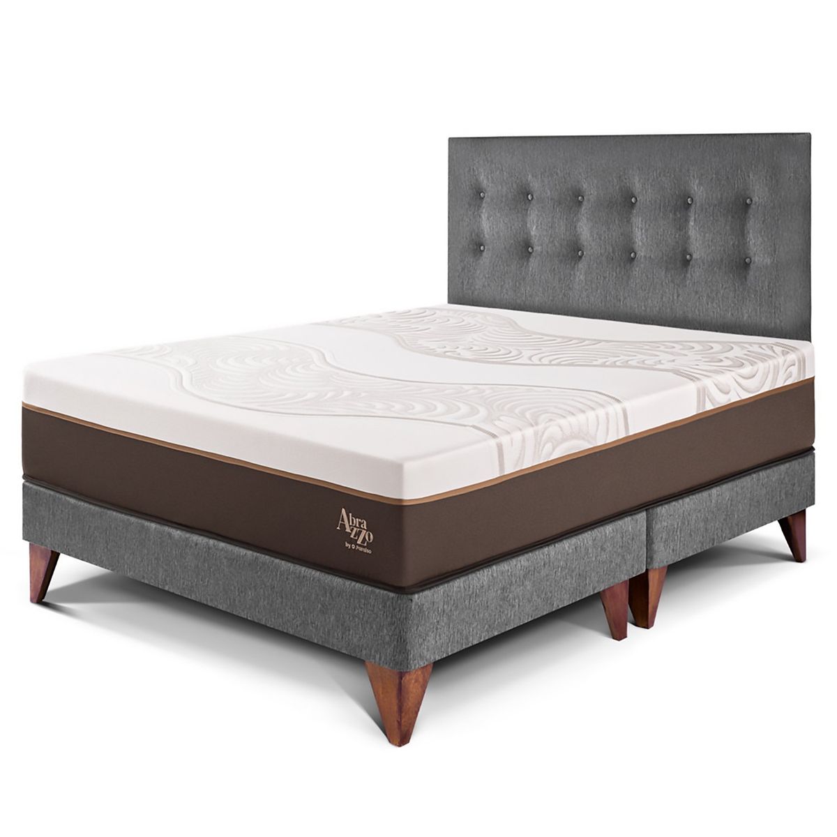 PARAISO - Dormitorio Europeo Royal Abrazzo Novo Queen Gris + 2 Almohadas Viscoelásticas