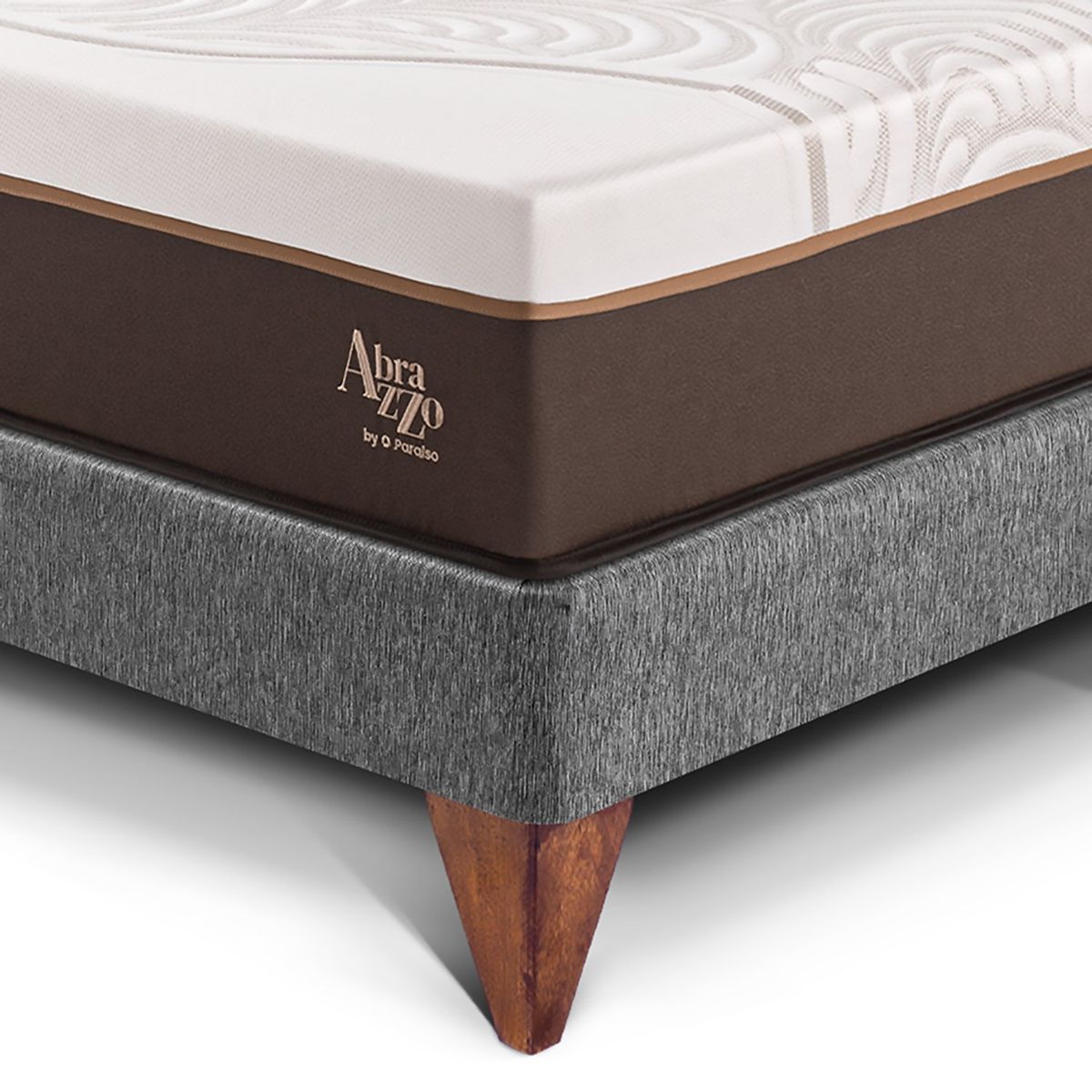 PARAISO - Dormitorio Europeo Royal Abrazzo Blocks King Gris + 2 Almohadas Viscoélasticas + Protector
