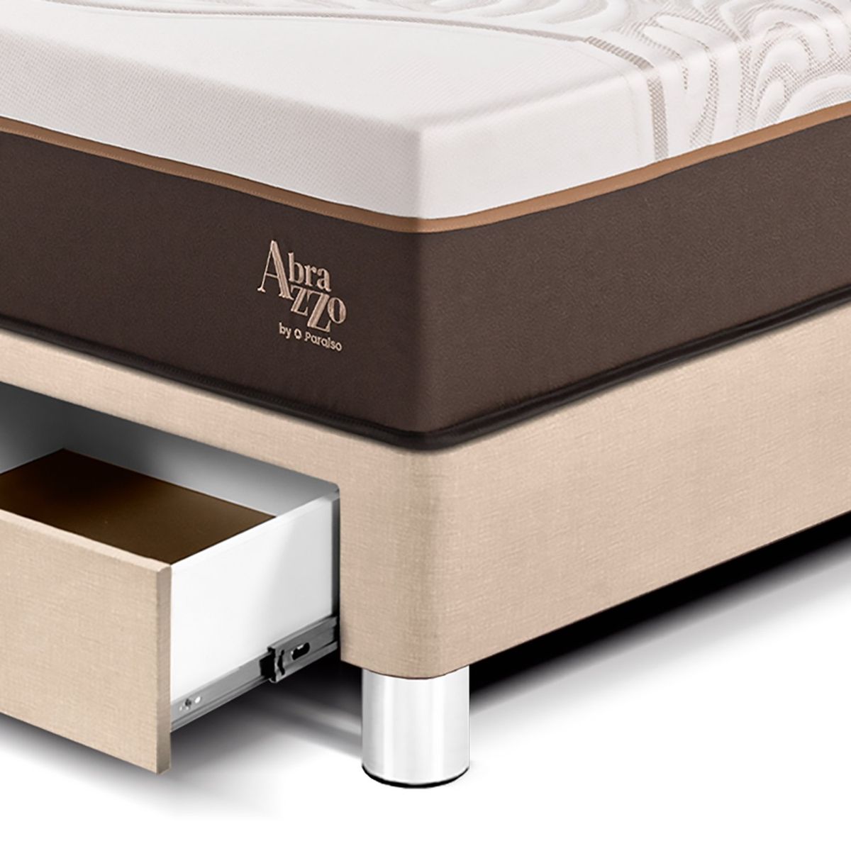 PARAISO - Dormitorio Con Cajones Royal Abrazzo Novo King Champagne + 2 Almohadas Viscoelásticas