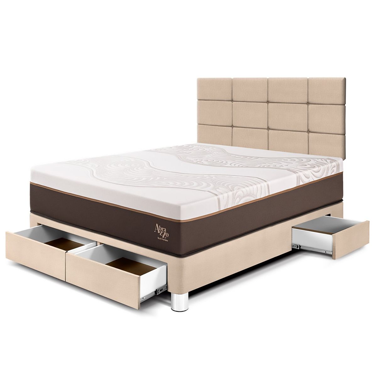 PARAISO - Dormitorio Con Cajones Royal Abrazzo Blocks 2 Plz Champagne + 2 Almohadas Viscoelásticas