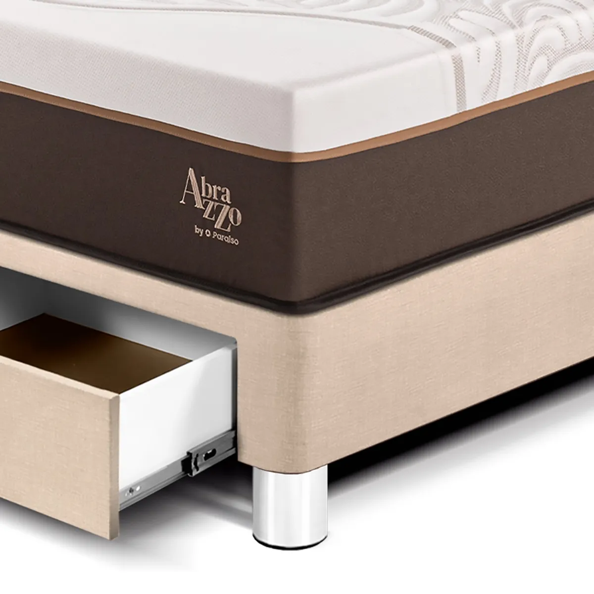 PARAISO - Dormitorio Con Cajones Royal Abrazzo Blocks 2 Plz Champagne + 2 Almohadas Viscoelásticas