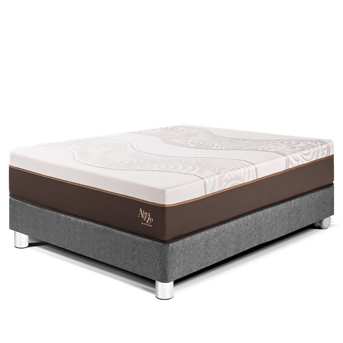 PARAISO - Cama Royal Abrazzo 1.5 Plz Gris + 1 Almohada Viscoelástica