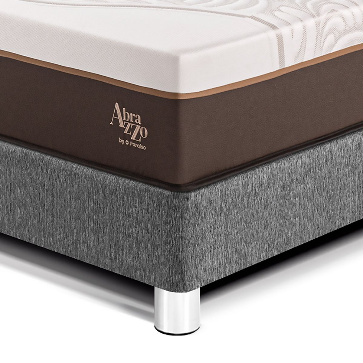 PARAISO - Cama Royal Abrazzo Queen Gris + 2 Almohadas Viscoelásticas