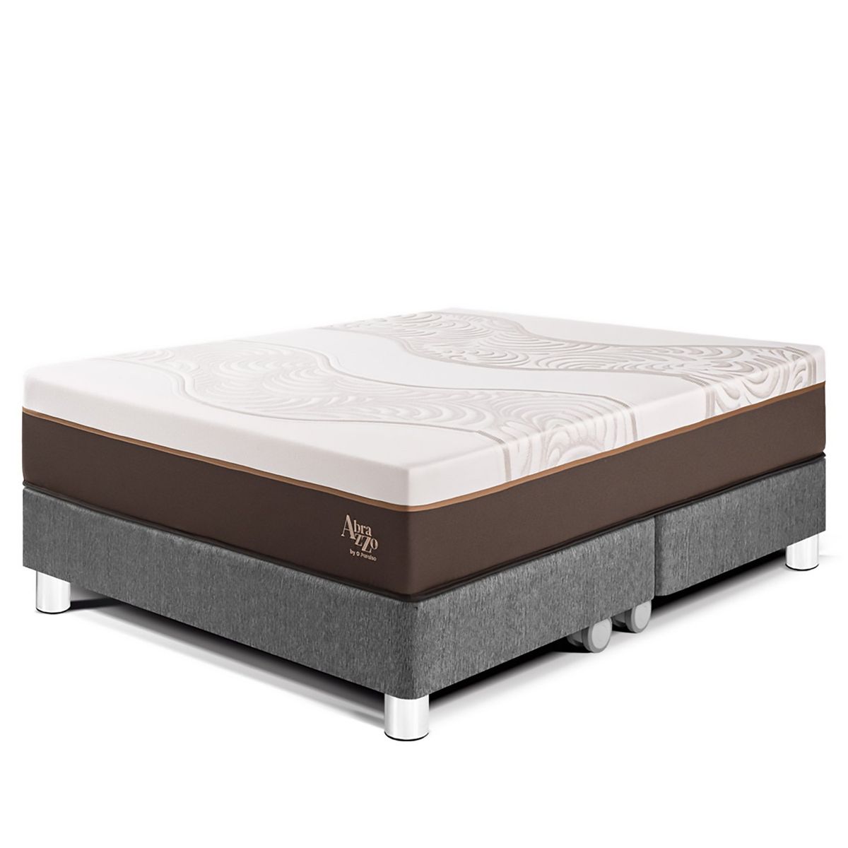 PARAISO - Cama Royal Abrazzo King Gris + 2 Almohadas Viscoélasticas + Protector