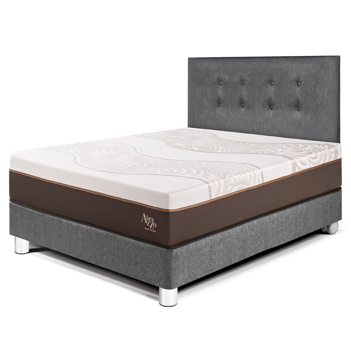 PARAISO - Dormitorio Royal Abrazzo Novo 1.5 Plz Gris + 1 Almohada + Protector