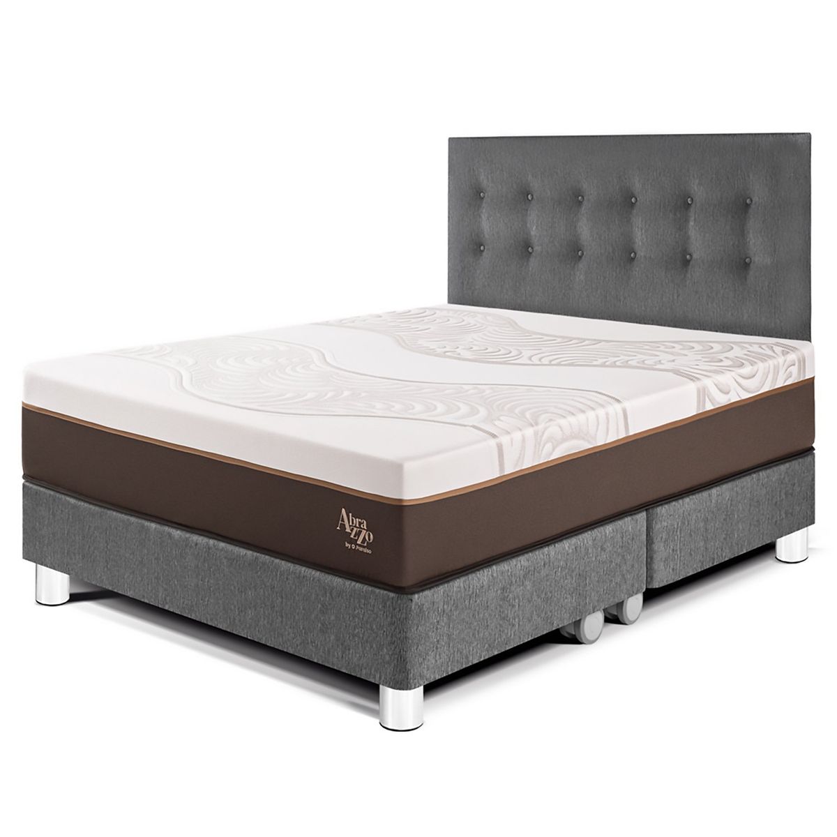 PARAISO - Dormitorio Royal Abrazzo Novo Queen Gris + 2 Almohadas Viscoelásticas