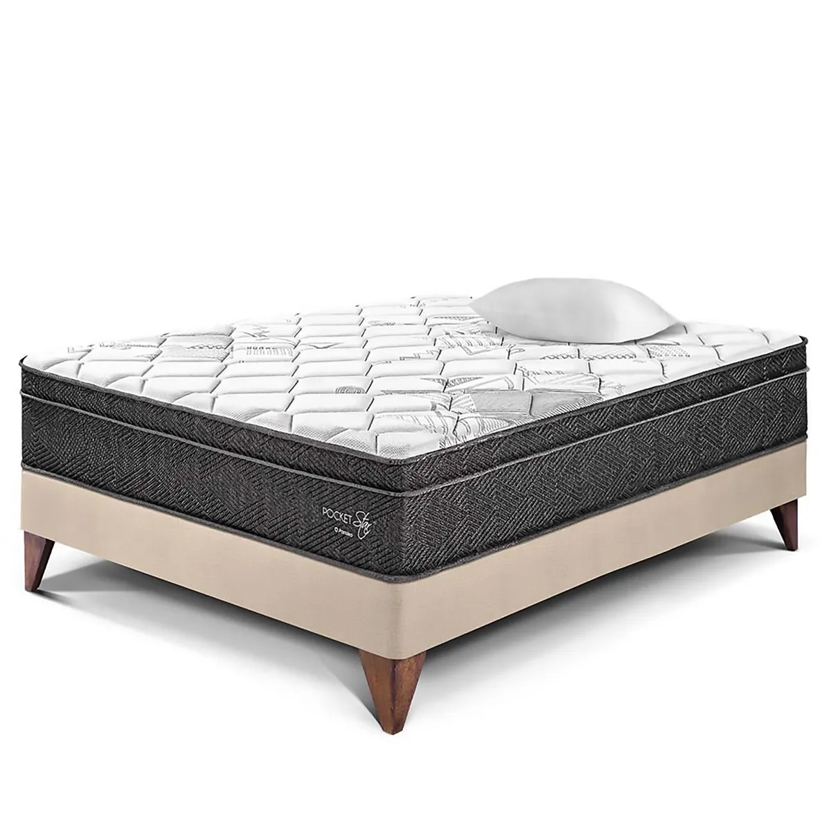 PARAISO - Cama Europea Pocket Star 1.5 Plz + 1 Almohada + Protector