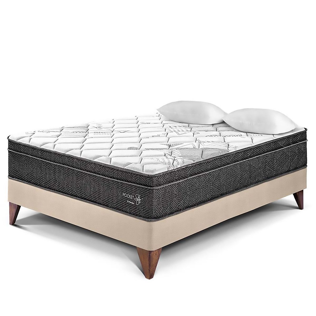PARAISO - Cama Europea Pocket Star 2 Plz + 2 Almohadas + Protector
