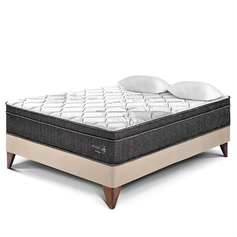 PARAISO - Cama Europea Pocket Star 2 Plz + 2 Almohadas + Protector