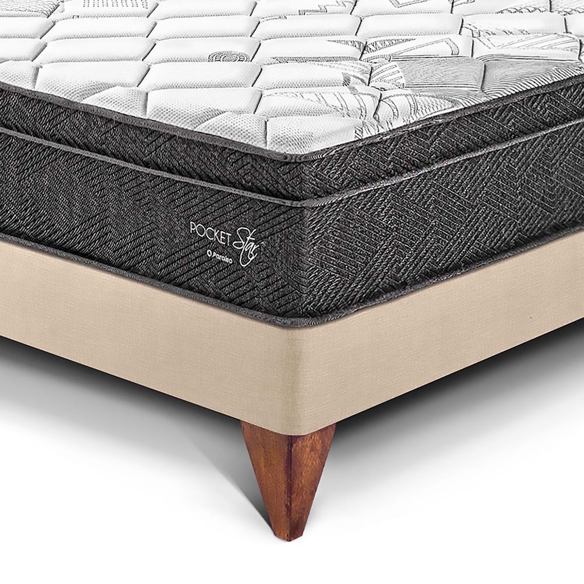 PARAISO - Cama Europea Pocket Star 2 Plz + 2 Almohadas + Protector
