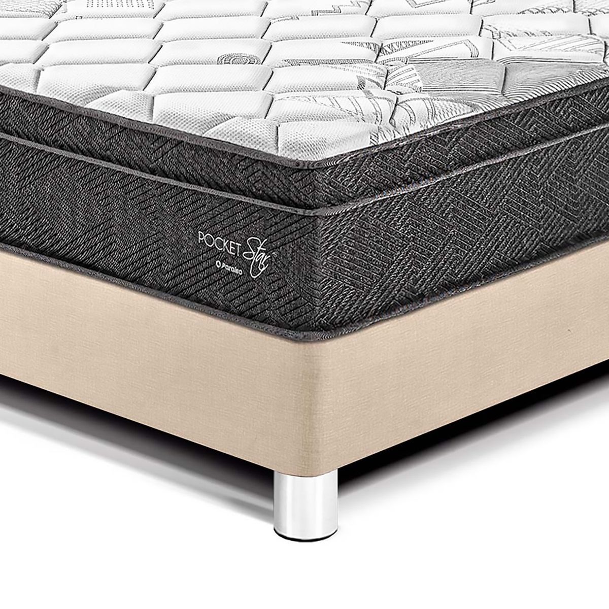 PARAISO - Dormitorio Pocket Star Loft 2 Plz + 2 Almohadas + Protector