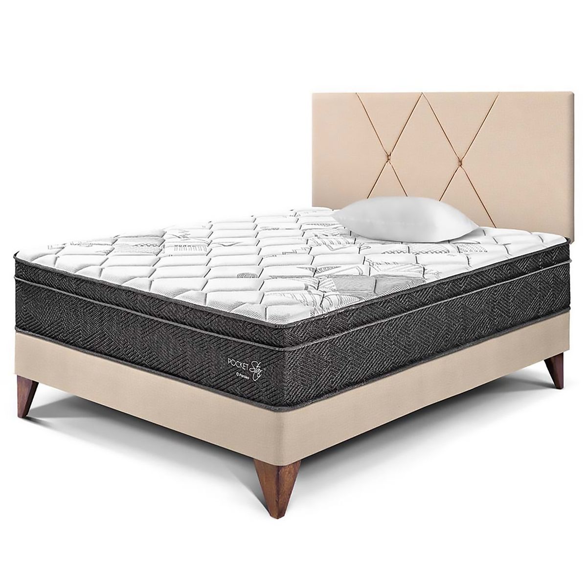 PARAISO - Dormitorio Europeo Pocket Star Loft 1.5 Plz + 1 Almohada + Protector