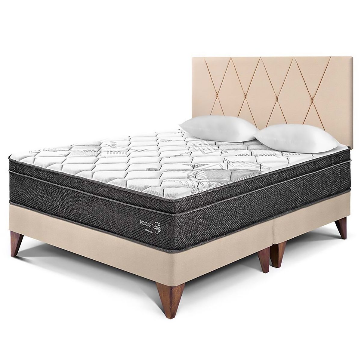 PARAISO - Dormitorio Europeo Pocket Star Loft Queen + 2 Almohadas + Protector