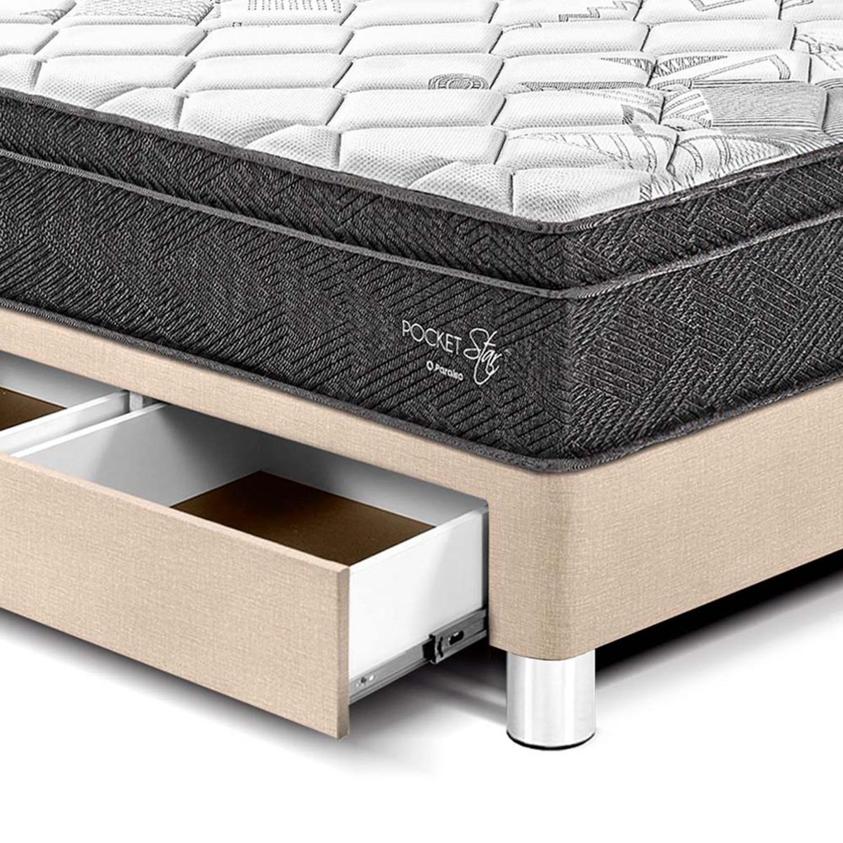 PARAISO - Dormitorio con Cajones Pocket Star Loft 2 Plz + Zapatera + 2 Almohadas + Protector