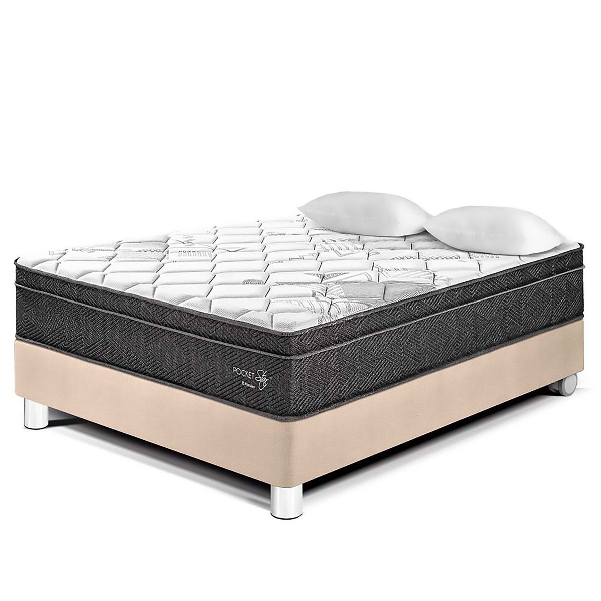 PARAISO - Cama Box Tarima Pocket Star 2 Plz + 2 Almohadas + Protector