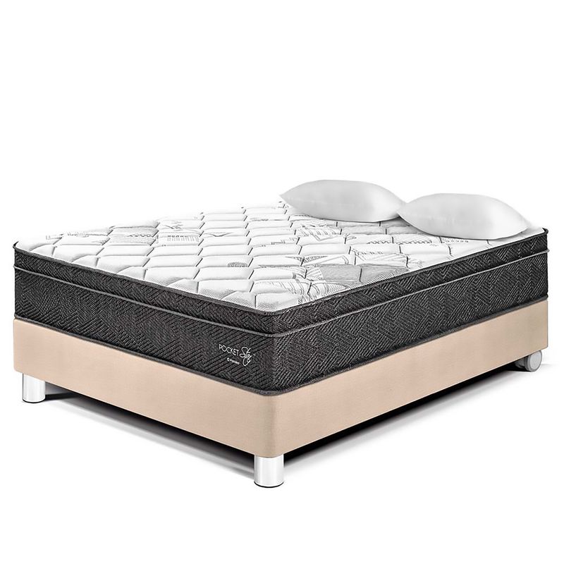 PARAISO - Cama Box Tarima Pocket Star 2 Plz + 2 Almohadas + Protector