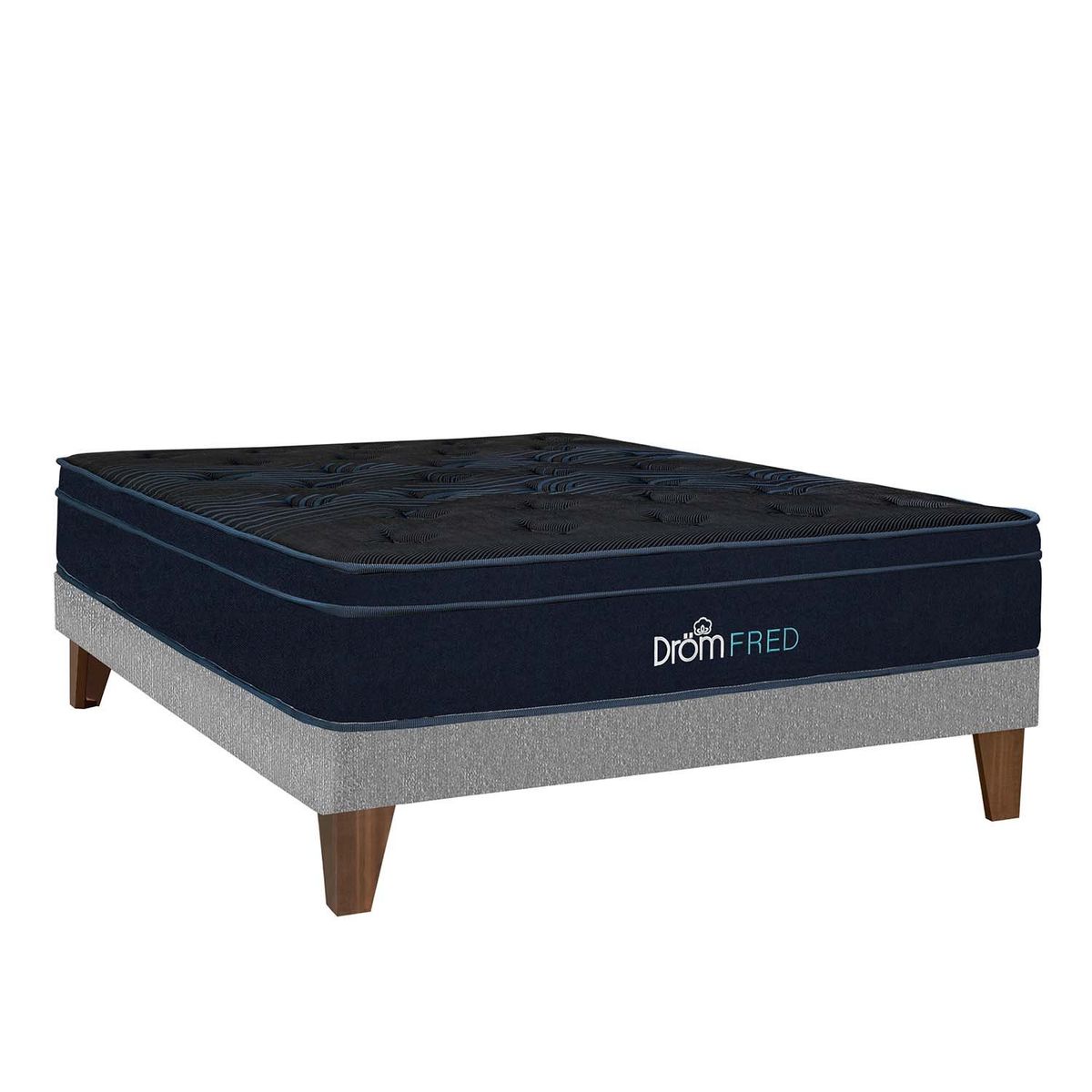 DROM - Cama Europea Fred Gris 1.5Plz + 1 Almohada Viscoelástica y Protector