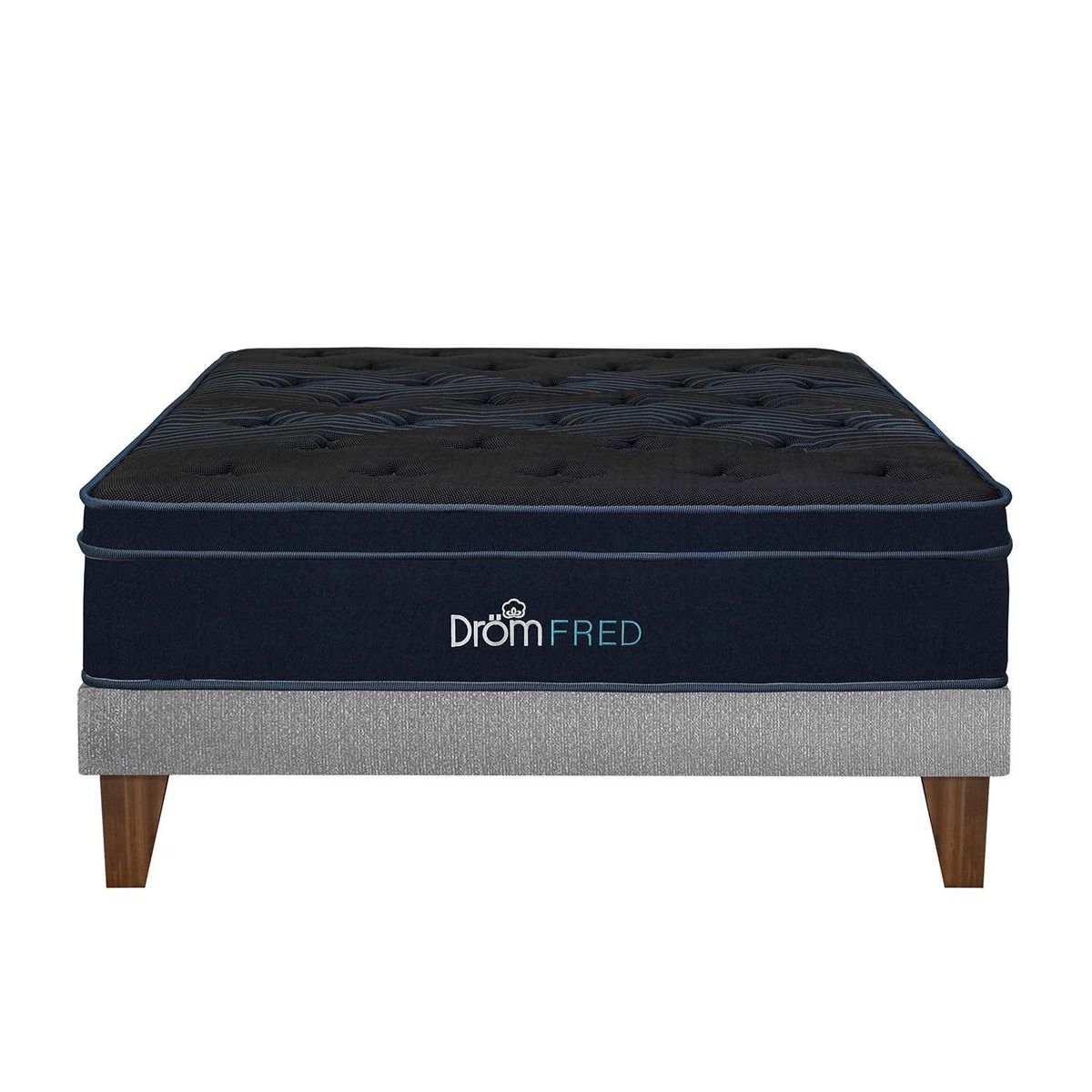 DROM - Cama Europea Fred Gris 1.5Plz + 1 Almohada Viscoelástica y Protector