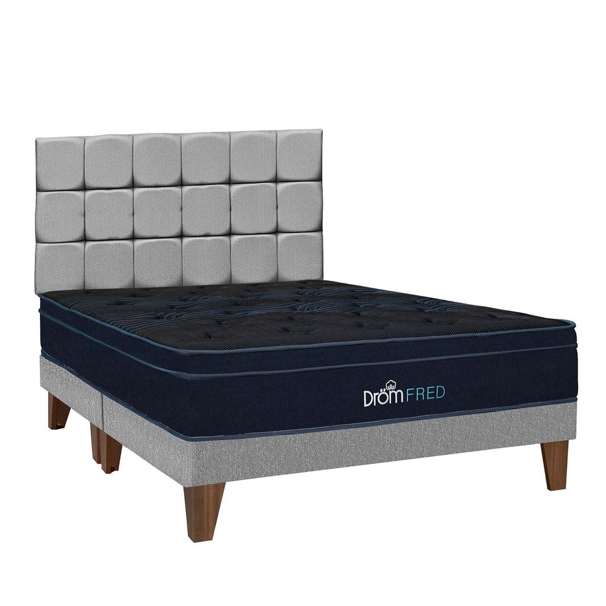 DROM - Dormitorio Europeo Fred Gris Queen + 2 Almohadas Viscoelásticas y Protector