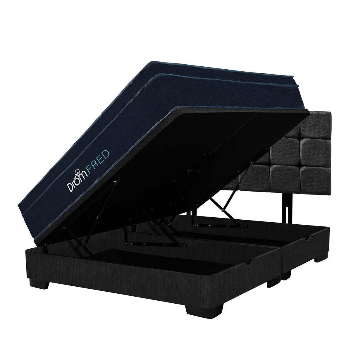 DROM - Dormitorio Boxet Fred Queen + 2 Almohadas Viscoelásticas y Protector