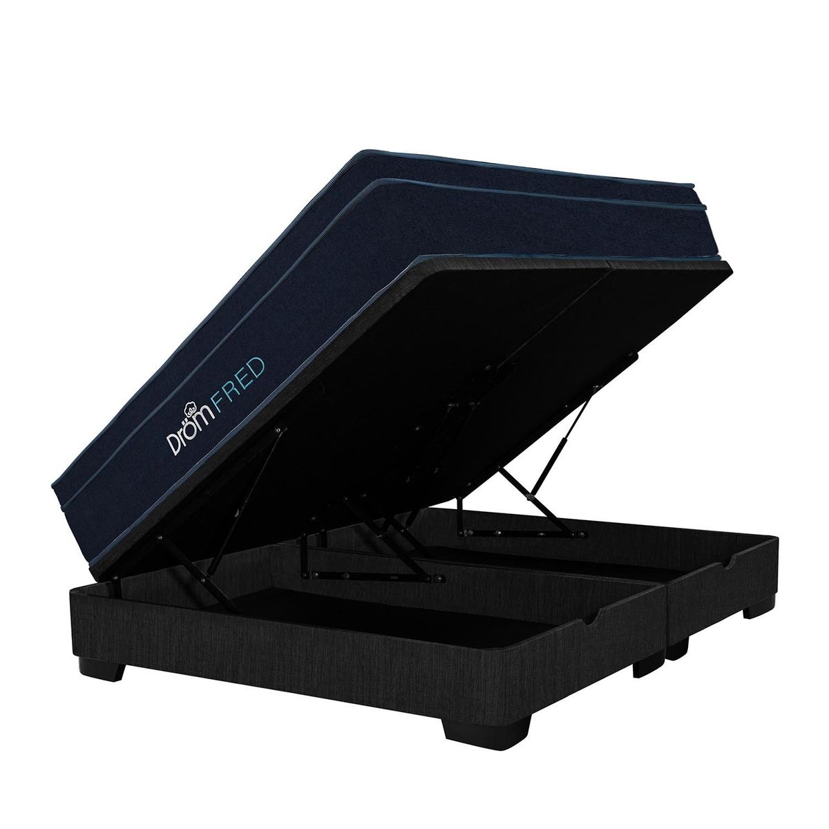 DROM - Cama Boxet Fred Queen + 2 Almohadas Viscoelásticas y Protector