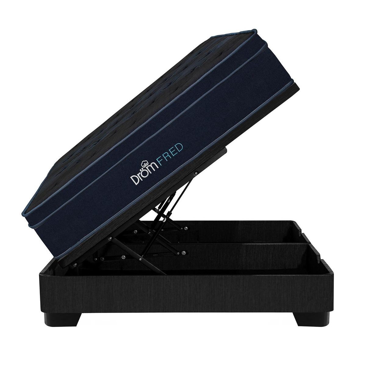 DROM - Cama Boxet Fred Queen + 2 Almohadas Viscoelásticas y Protector