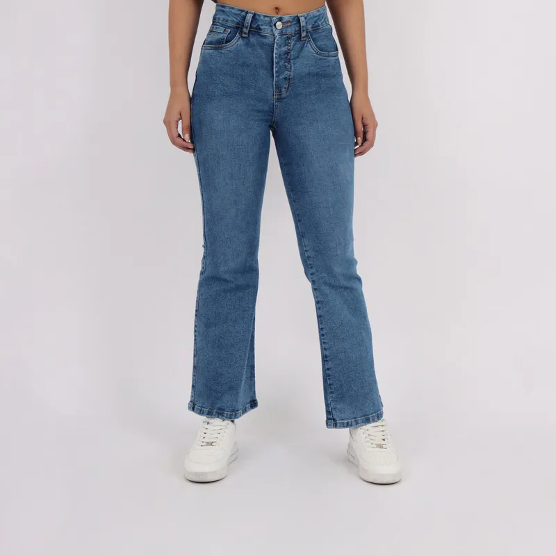 KAYRA POBLET - Jean Flare Tiro Alto Mujer Kayra Poblet