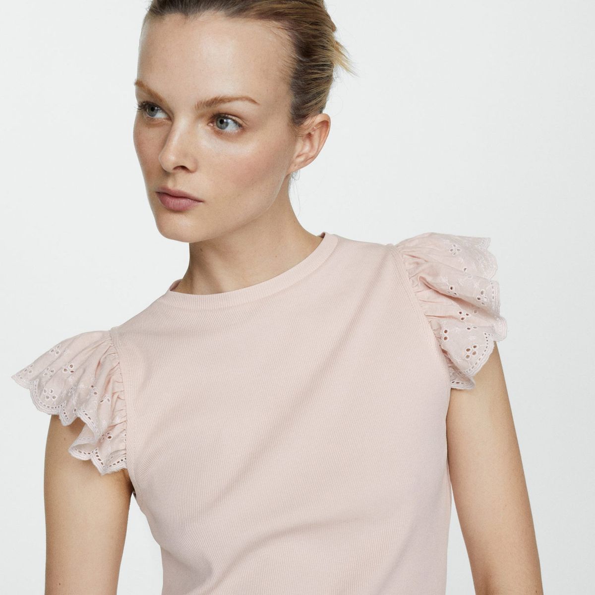 MANGO - Top Manga Corta Algodón Mujer Mango