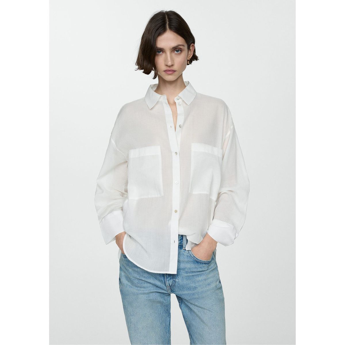 MANGO - Blusa Manga Larga Mujer Mango