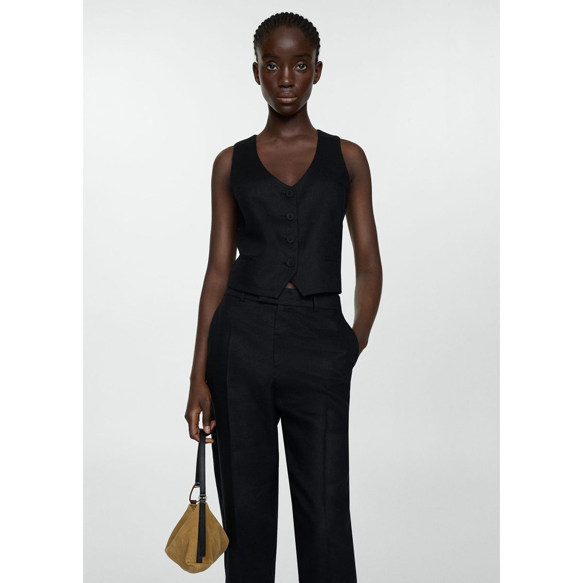 MANGO - Chaleco 100% Lino Mujer Mango