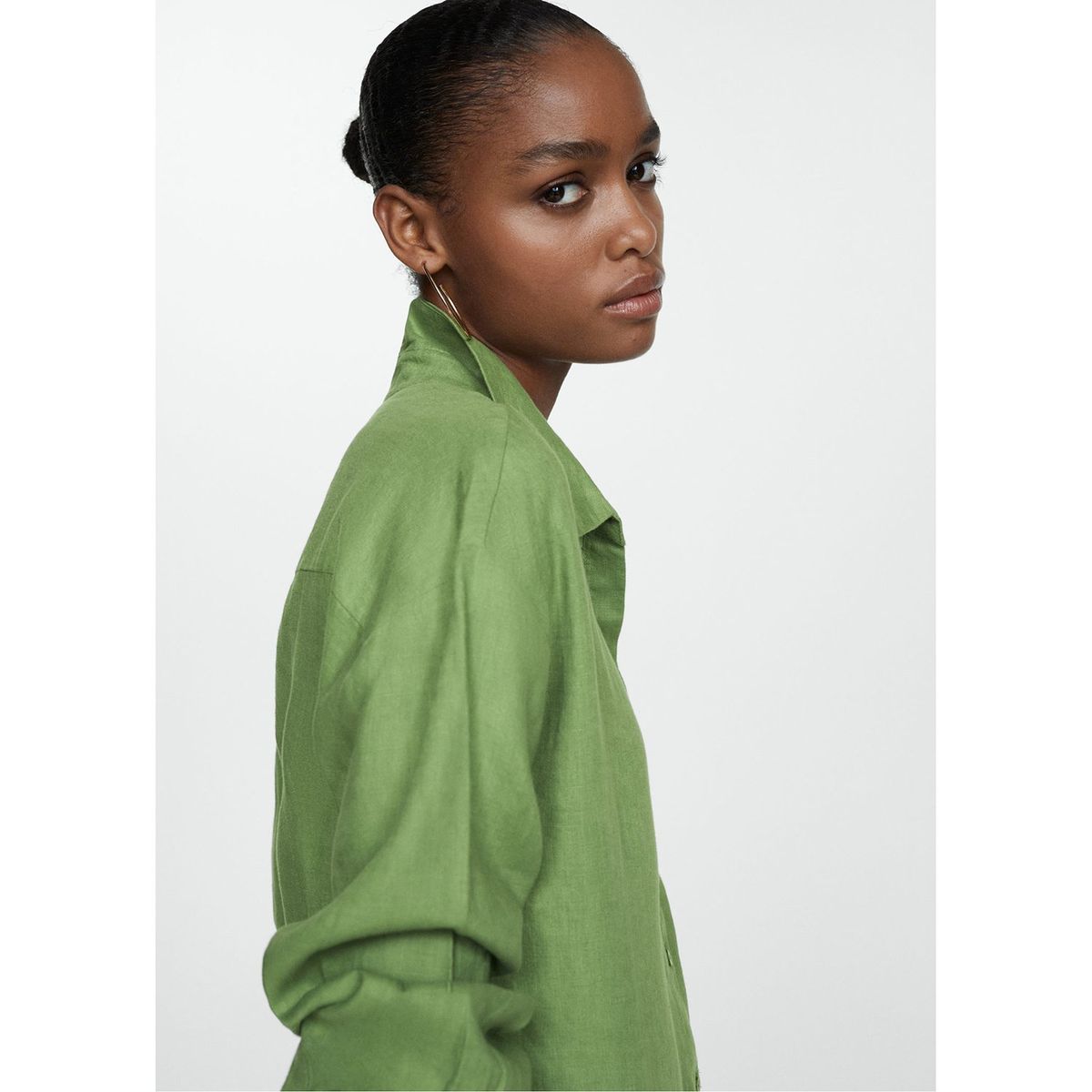 MANGO - Blusa Manga Larga 100% Lino Mujer Mango