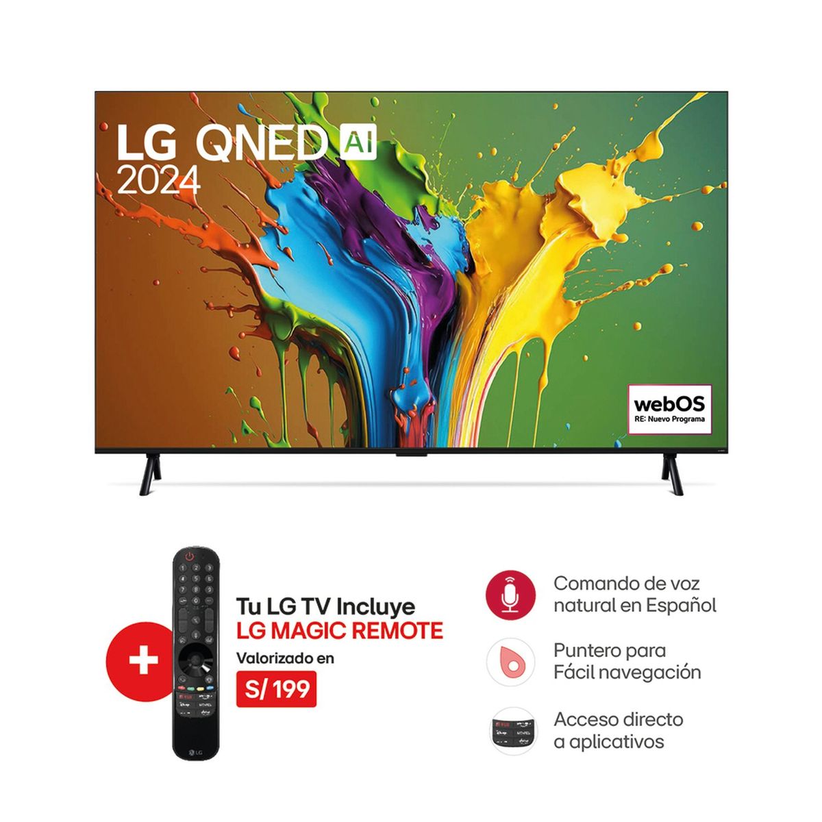 LG - Televisor 98" LG QNED 4K ThinQ AI 98QNED89TSA (2024)