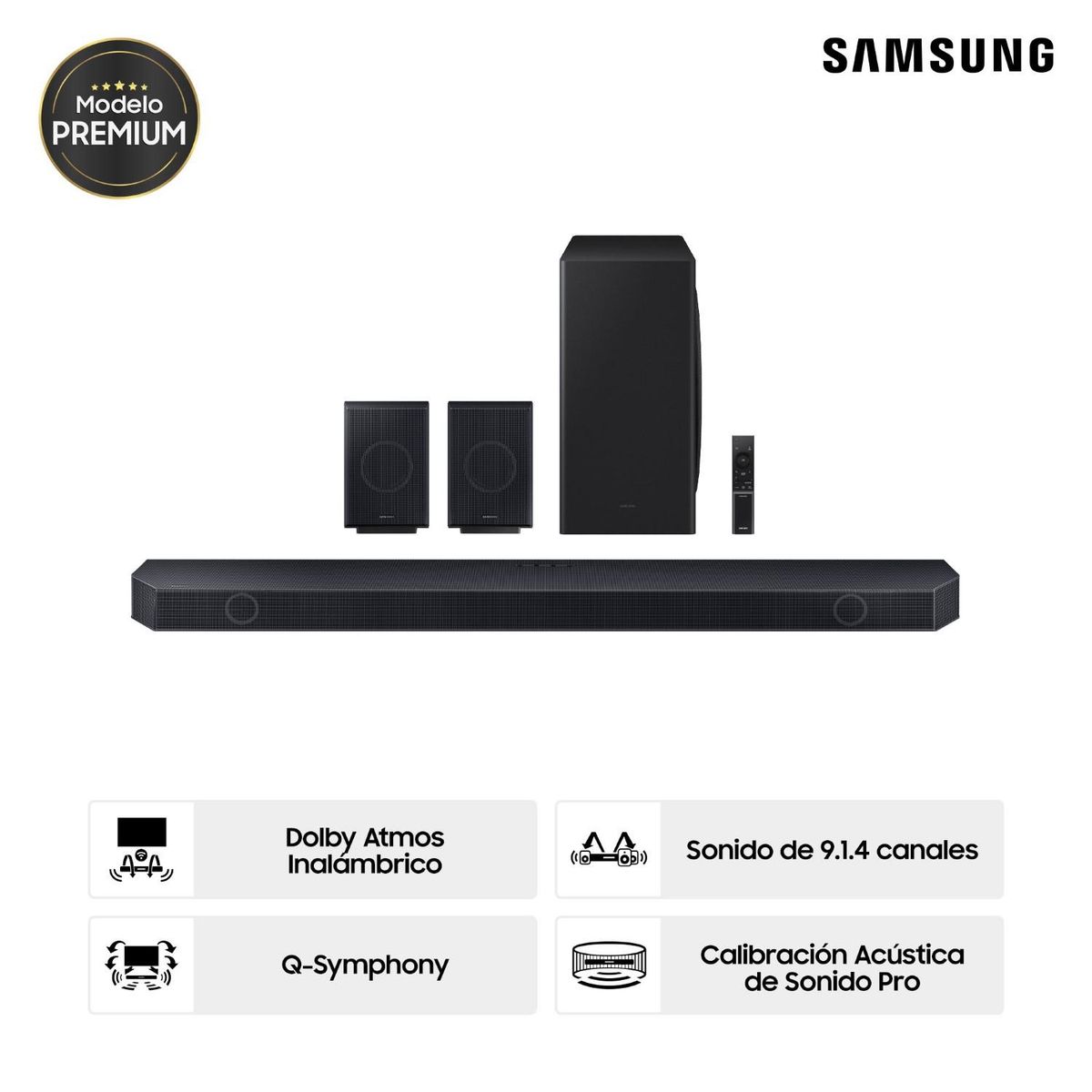 SAMSUNG - Soundbar Samsung Wifi + Parlantes Posteriores 9.1.4 Ch Hw-q930d (2024)