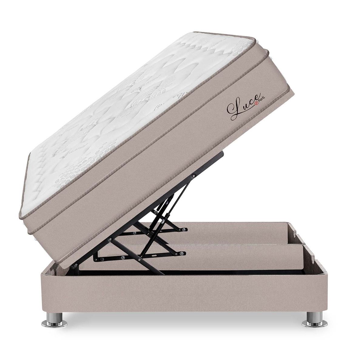 FORLI - Cama Boxet Luce Pocket Marrón + 2 Almohadas + Protector Forli