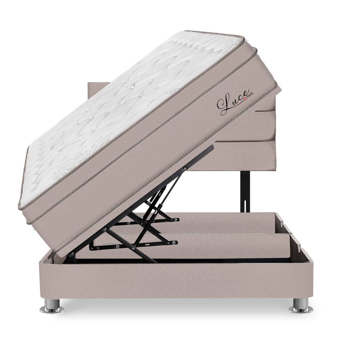 FORLI - Dormitorio Boxet Luce Pocket Queen + 2 Almohadas + Protector Forli